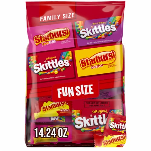 Skittles & Starburst Fun Size Chewy Candy Variety Family Size Bulk Bag Perspective: front