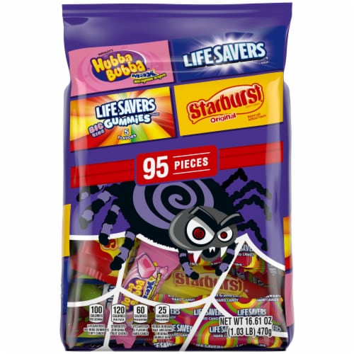Starburst Life Savers Hubba Bubba & Life Savers Gummies Halloween Candy Assortment Bulk Bag Perspective: front