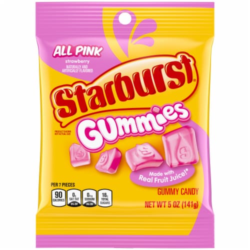 Starburst Gummies All Pink Gummy Candy Bag Perspective: front