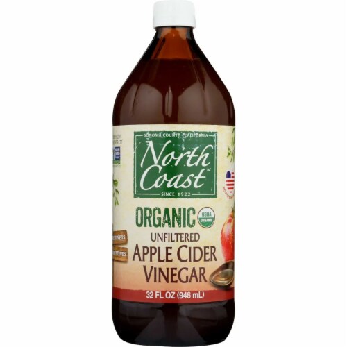 North Coast Organic Unfiltered Apple Cider Vinegar  - Case of 6 - 32 oz. Perspective: front