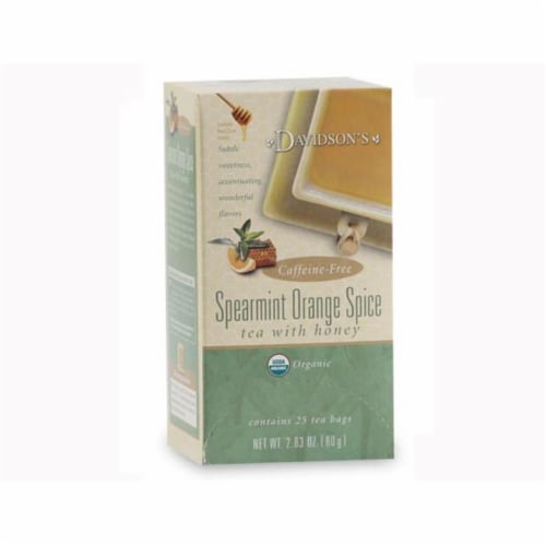 Davidson Organic Tea 2538 Spearmint Orange Spice Tea- Box of 25 Tea Bags Perspective: front