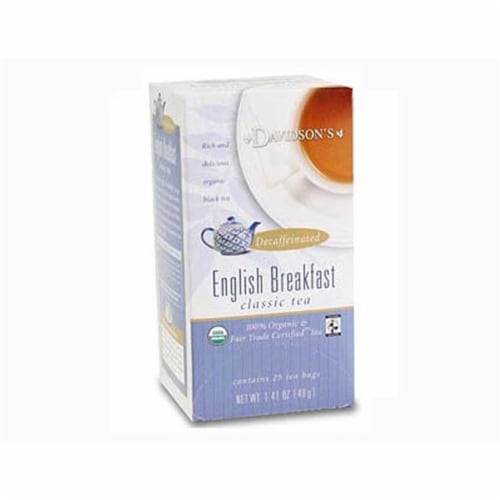 Davidson Organic Tea 2621 Decaffeinated English Breakfast Tea- Box of 25 Tea Bags Perspective: front