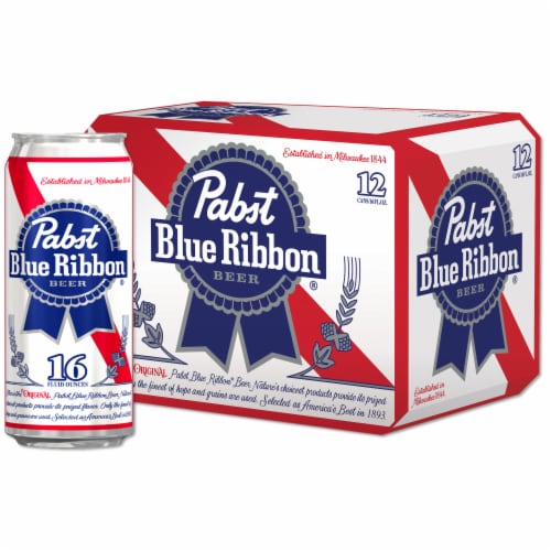 Pabst Blue Ribbon American Lager Beer Perspective: front