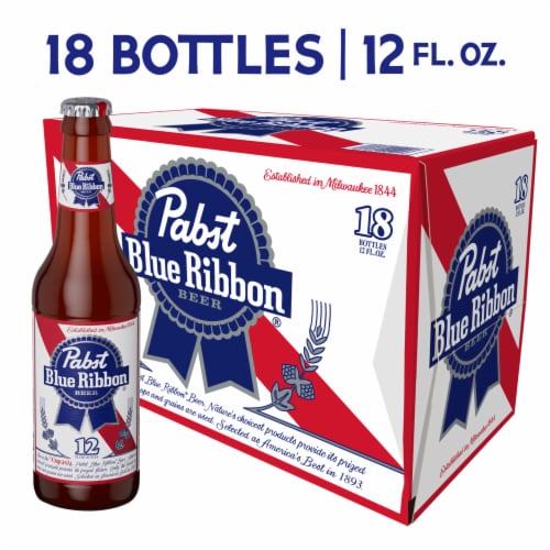 Pabst Blue Ribbon American Lager Beer Perspective: front
