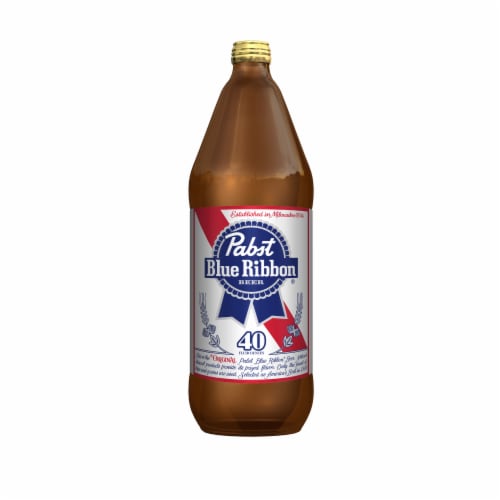 Pabst Blue Ribbon American Lager Beer Single Bottle Perspective: front