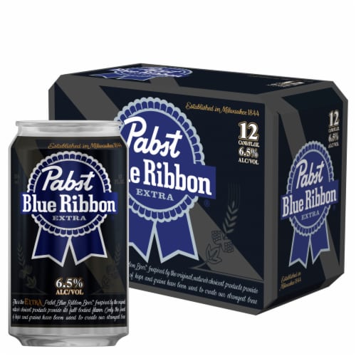 Pabst Blue Ribbon Extra American Lager Beer Perspective: front