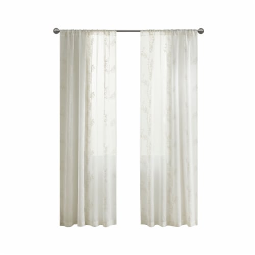 Urban Habitat Greenleaf Embroidery Curtains - Ivory Perspective: front