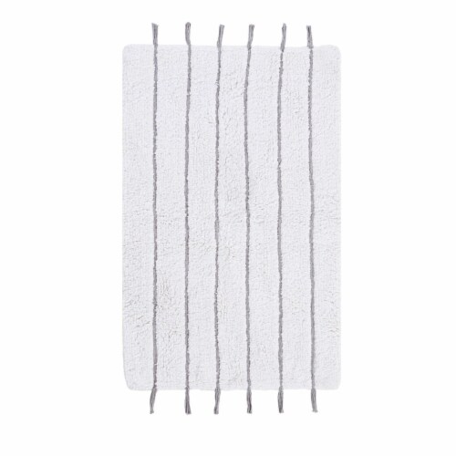 INK+IVY Arbor Cotton Pile Tufted Bath Rug with Grey and Ivory Finish Perspective: front