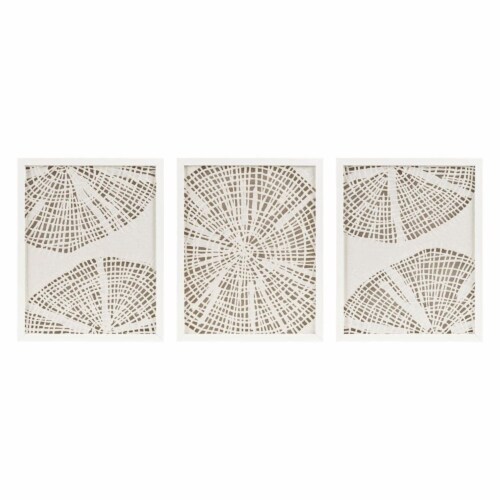 Madison Park Coastal Rice Paper Framed Shadow Box 3 Piece Set with Off White Perspective: front