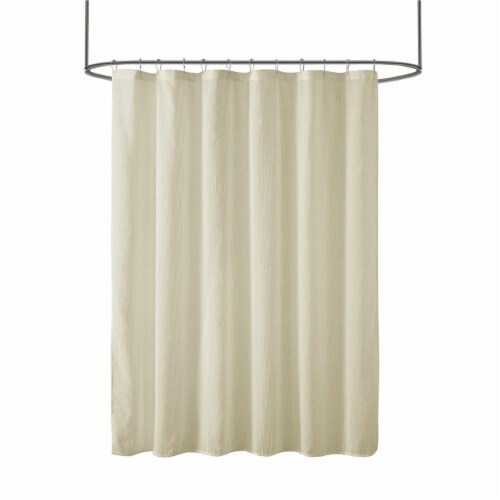 Madison Park Anna Polyester Clip Shower Curtain with Linen Finish MP70-7927 Perspective: front