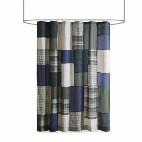 Woolrich Cotton Shower Curtain with Green Finish WR70-3902 Perspective: front