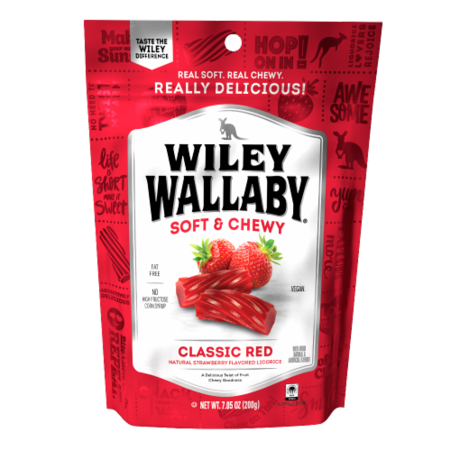 Wiley Wallaby® Classic Red Licorice Candy Bag Perspective: front