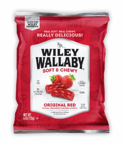Wiley Wallaby Original Red Soft & Chewy Licorice Perspective: front