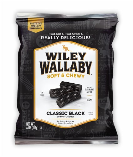 Wiley Wallaby Classic Black Soft & Chewy Gourmet Licorice Perspective: front