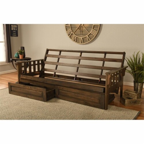 Wood futon deals frame with drawers