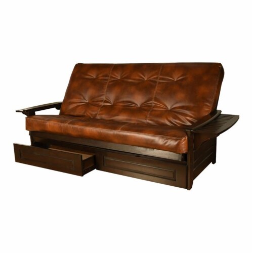 Kodiak Furniture Phoenix Espresso Queen-size Storage Futon with Brown Mattress Perspective: front