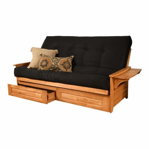 Kodiak Furniture Phoenix Futon with Suede Fabric Mattress in Black/Butternut Perspective: front