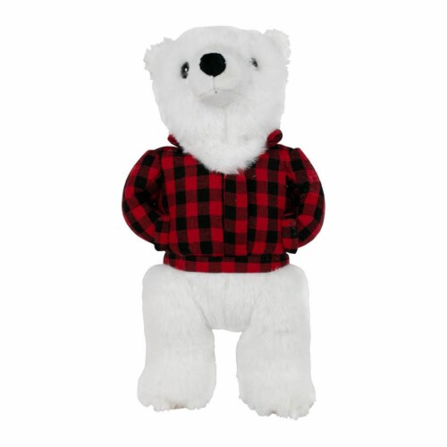 Tall Tails PT707 12 inch Plaid Polar Bear Dog Toy with Squeaker Perspective: front