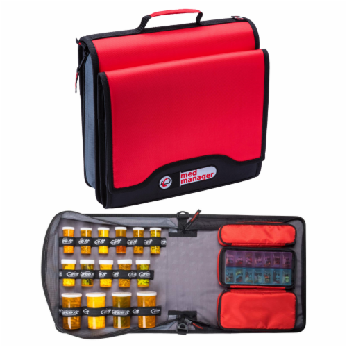 Med Manager Diabetic Supply Organizer with Insulin Cooler Travel Case, Red Perspective: front