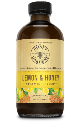 Honey Gardens® Lemon & Honey Vitamin C Syrup Perspective: front