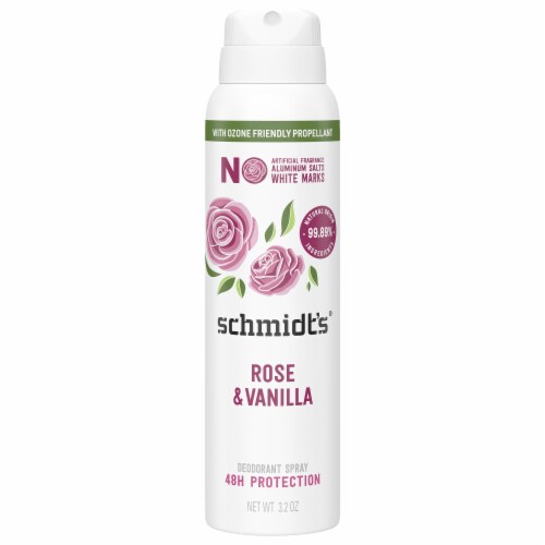 Schmidt's Rose & Vanilla Deodorant Spray Perspective: front
