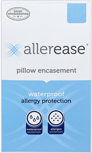AllerEase Waterproof Allergy Protection Zippered Pillow Protector - 2 Pack - White Perspective: front
