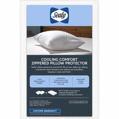 Sealy Cooling Comfort Zippered Pillow Protector - White, Standard/Queen ...