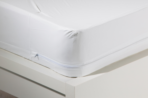 Rest Right Antimicrobial Waterproof Zippered Mattress Protector - White Perspective: front