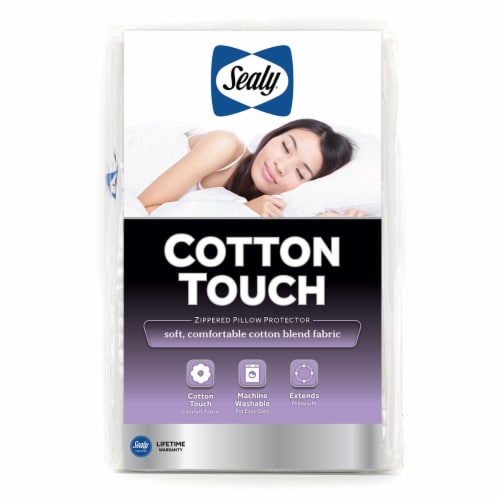 Sealy® Cotton Touch Zippered Pillow Protector - White Perspective: front