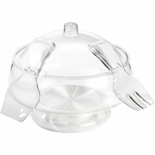 Prodyne Acrylic Salad Bowl and Servers Perspective: front
