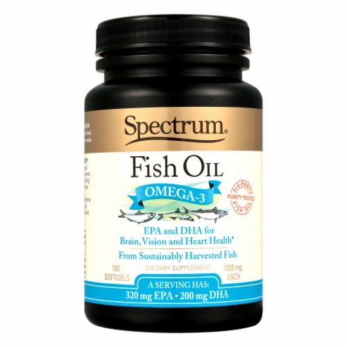 Spectrum® Essentials Fish Oil 1000mg Softgels Perspective: front