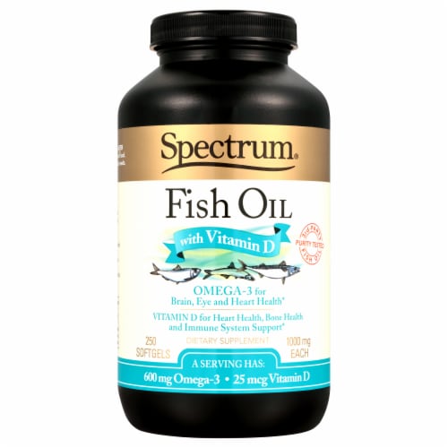 Spectrum Essentials® Fish Oil with Vitamin D Softgels 1000mg Perspective: front