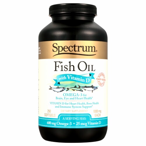 Spectrum Essentials® Fish Oil with Vitamin D Softgels 1000mg Perspective: front