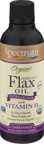 Spectrum Essentials Organic Flax Oil with Vitamin D Perspective: front