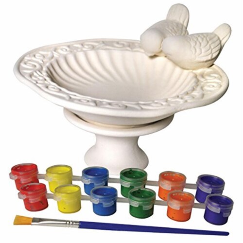 Sassafras 22244BB Paint Your Own Ceramic Bird Bath Paint Perspective: front