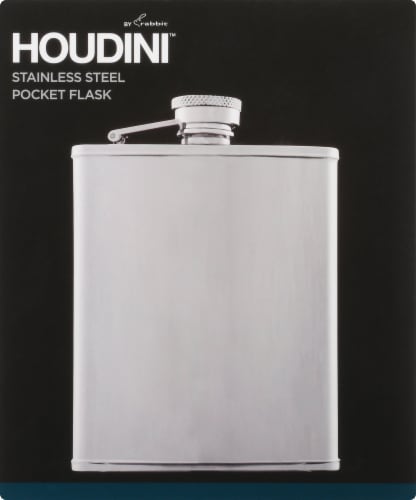 Houdini Stainless Steel Pocket Flask - Silver Perspective: front