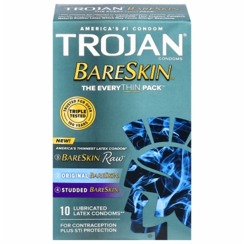Trojan Bareskin Lubricated Latex Condoms Variety Pack Perspective: front