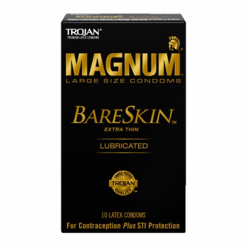 Trojan Magnum BareSkin Extra Thin Lubricated Large Condoms Perspective: front