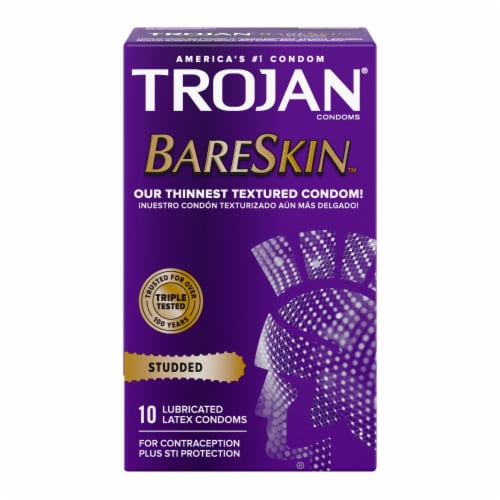 Trojan BareSkin Thin Studded Condoms Perspective: front