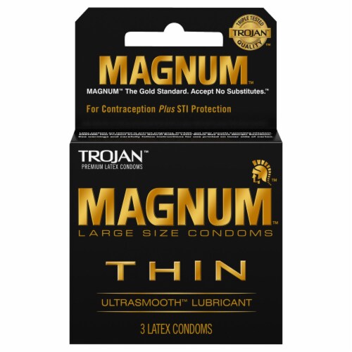 Trojan® Magnum™ Thin Ulsrasmooth™ Lubricant Large Size Condoms Perspective: front