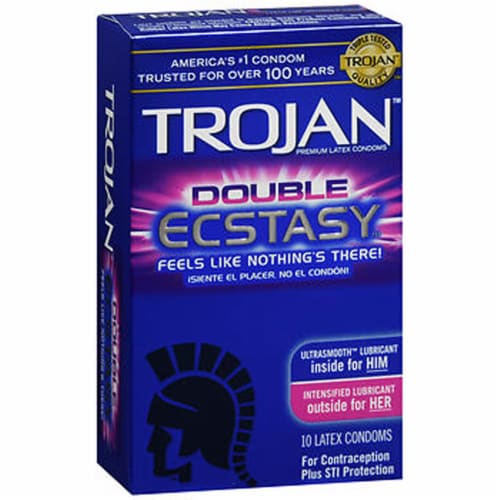 Trojan® Double Ecstasy Lubricated Latex Condoms Perspective: front