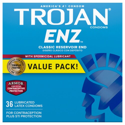 Trojan Enz Spermicidal Latex Condoms Perspective: front