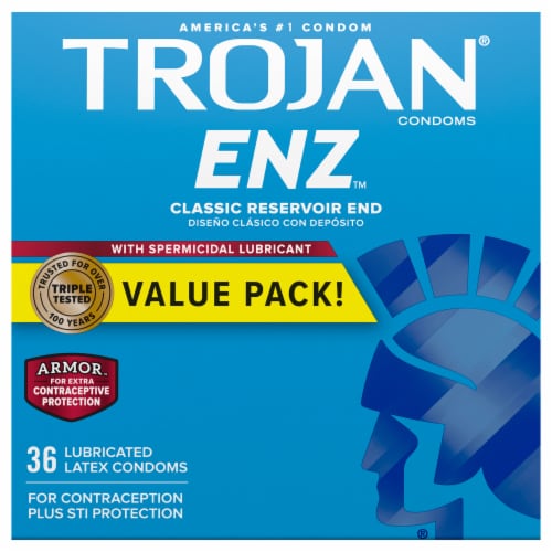 Trojan Enz Spermicidal Latex Condoms Perspective: front