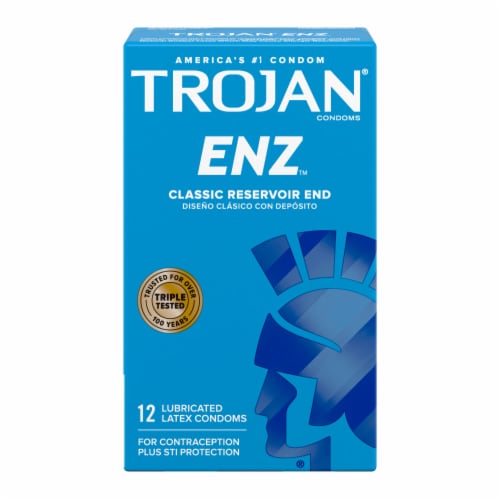Trojan® ENZ Classic Reservoir Tip Lubricated Latex Condoms Perspective: front