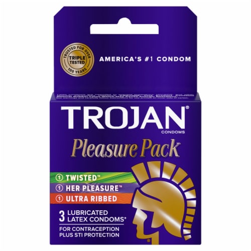 Trojan® Lubricated Latex Condoms Pleasure Pack Perspective: front