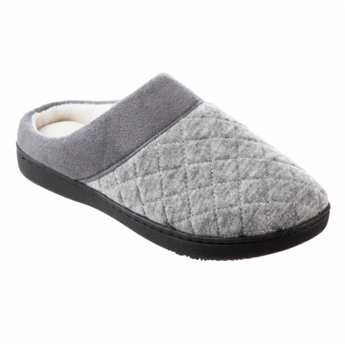 Isotoner® Morgan Hoodback Quilted Knit Women's Slippers - Heather Perspective: front