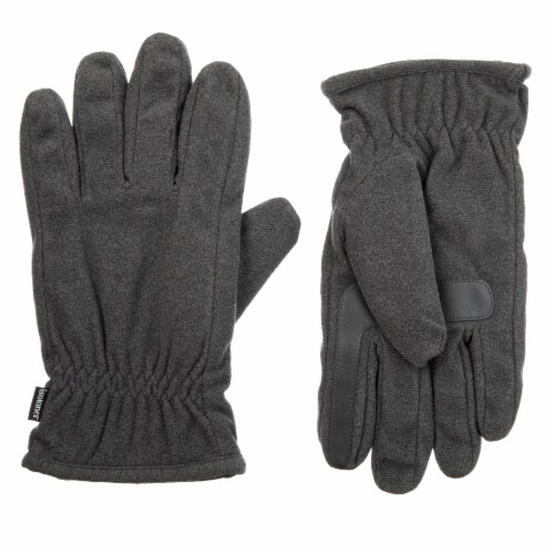 Isotoner­® Men's Large Fleece Gloves - Charcoal Perspective: front