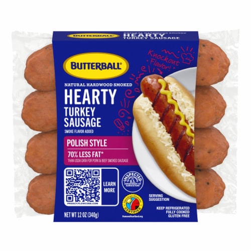 Butterball Hearty Link Turkey Sausage, Polish Style Perspective: front