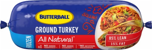 Butterball All Natural 85% Lean/15% Fat Frozen Ground Turkey Roll Perspective: front