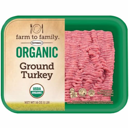 Farm to Family Organic Ground Turkey Perspective: front